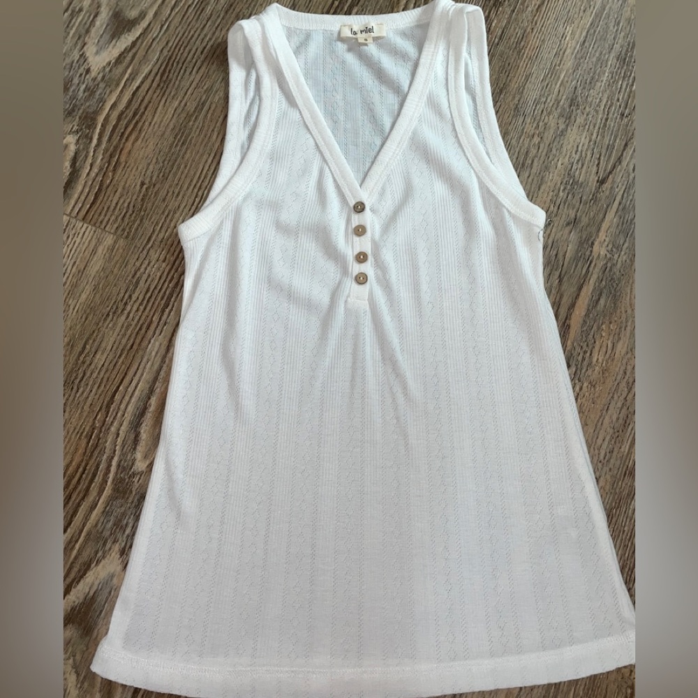 White Eyelet Cotton Tank💜